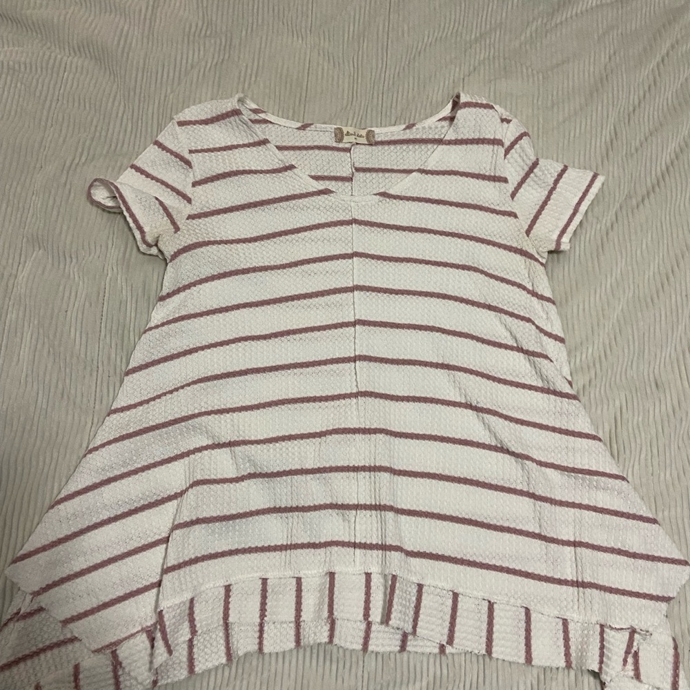 Altar'd State White and Pink Textured Top